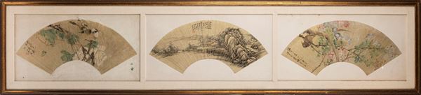TRE VENTAGLI DI CARTA DIPINTA  (Cina, dinastia Qing, XIX secolo)  - Asta Fine Asian Art - Marco Polo Auctions - Asian Art Auctions Milano