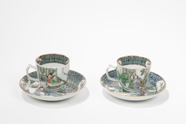 TWO PORCELAIN CUPS AND SAUCERS