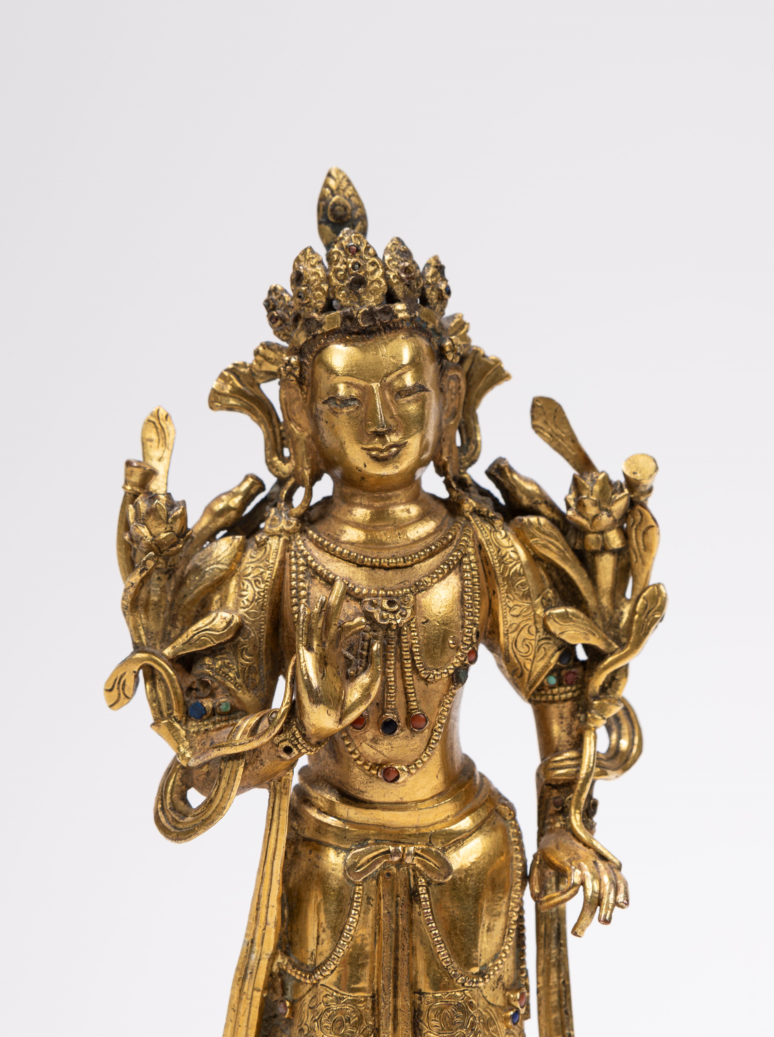 RARO BODHISATTVA IN BRONZO DORATO