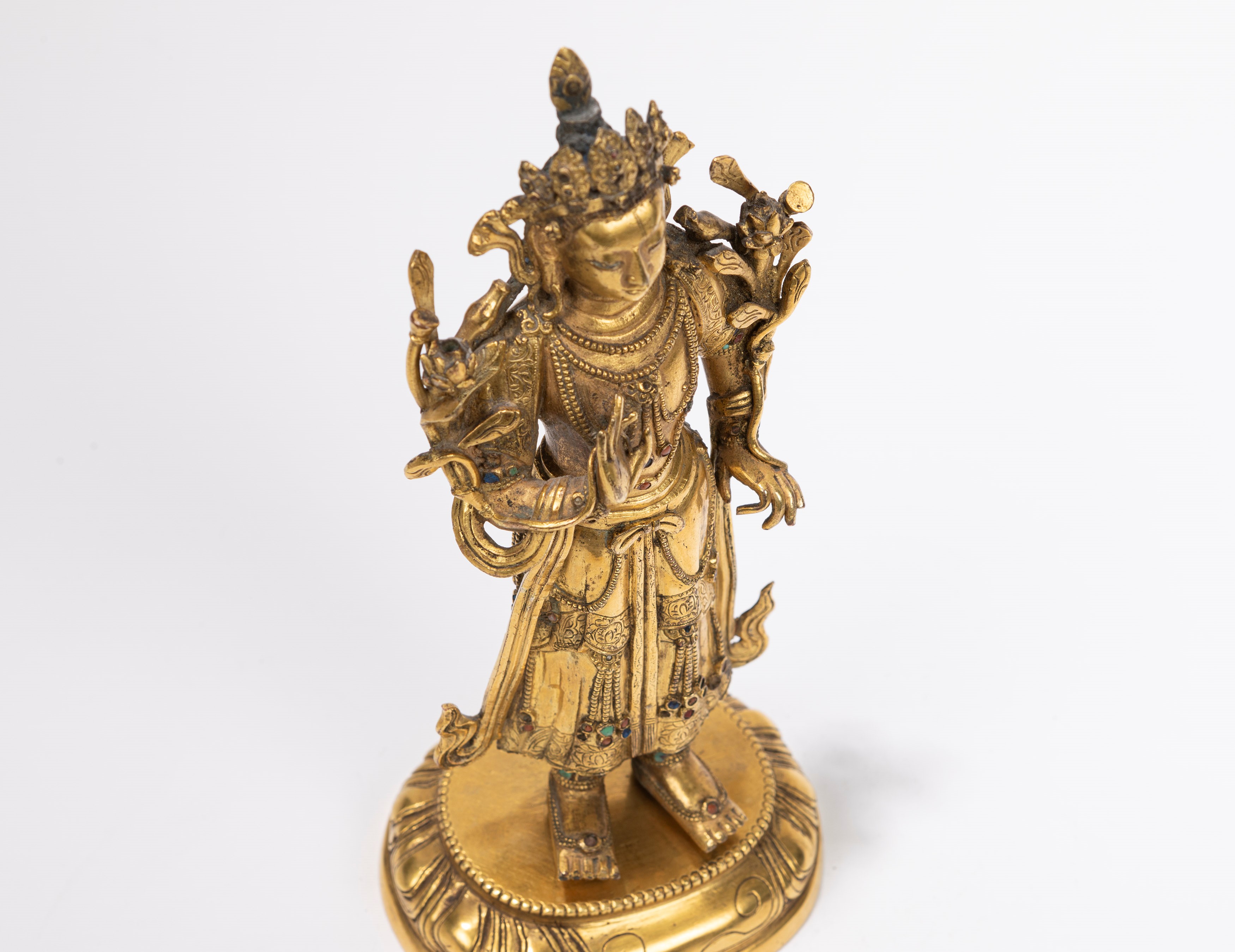 RARO BODHISATTVA IN BRONZO DORATO