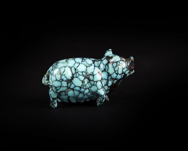  SNUFF BOTTLE IN TURCHESE  (Cina, dinastia Qing, fine XIX secolo)  - Asta Fine Asian Art - Marcopolo srl - Marcopolo Asian Art Auction Milano