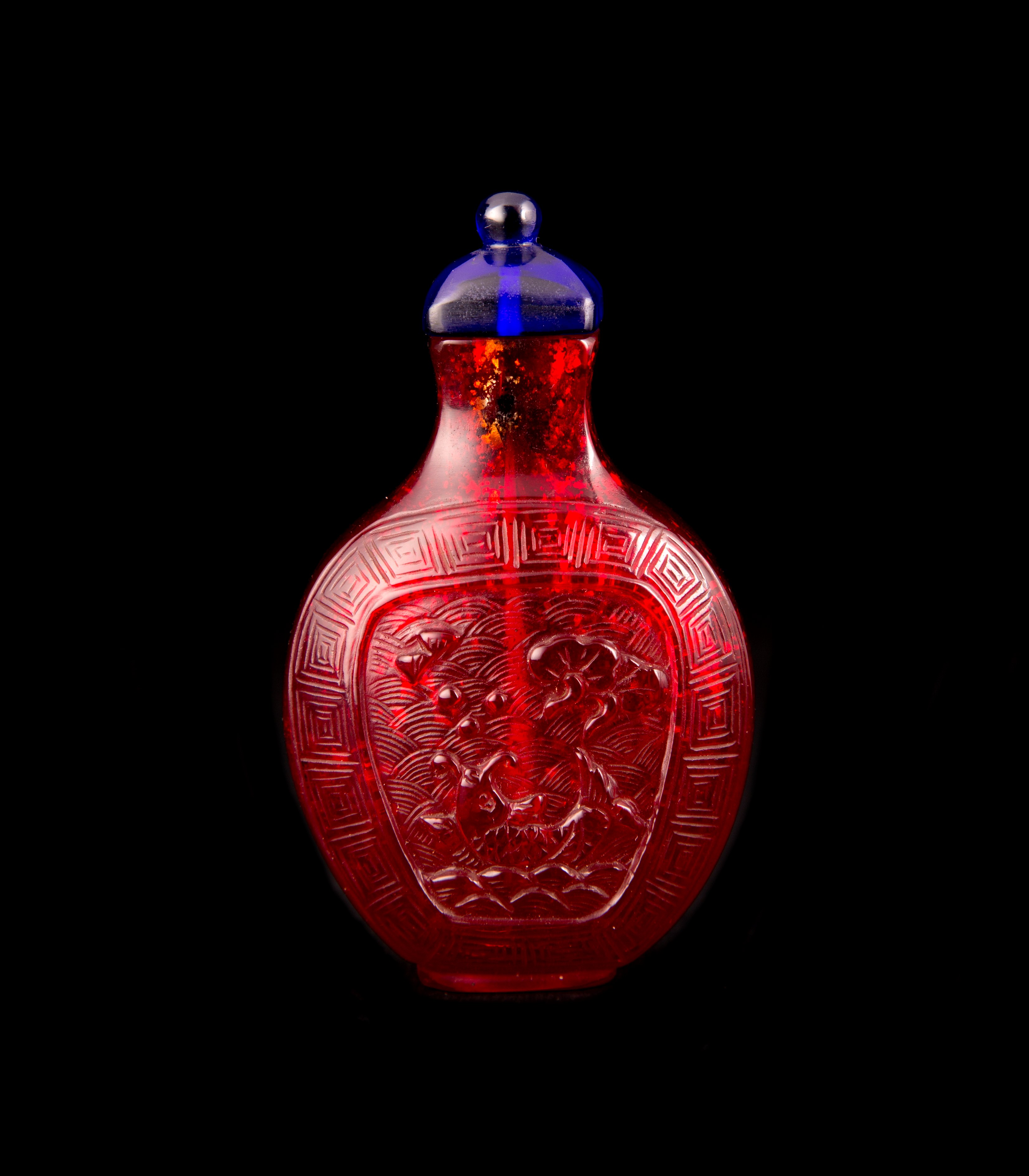SNUFF BOTTLE IN VETRO ROSSO