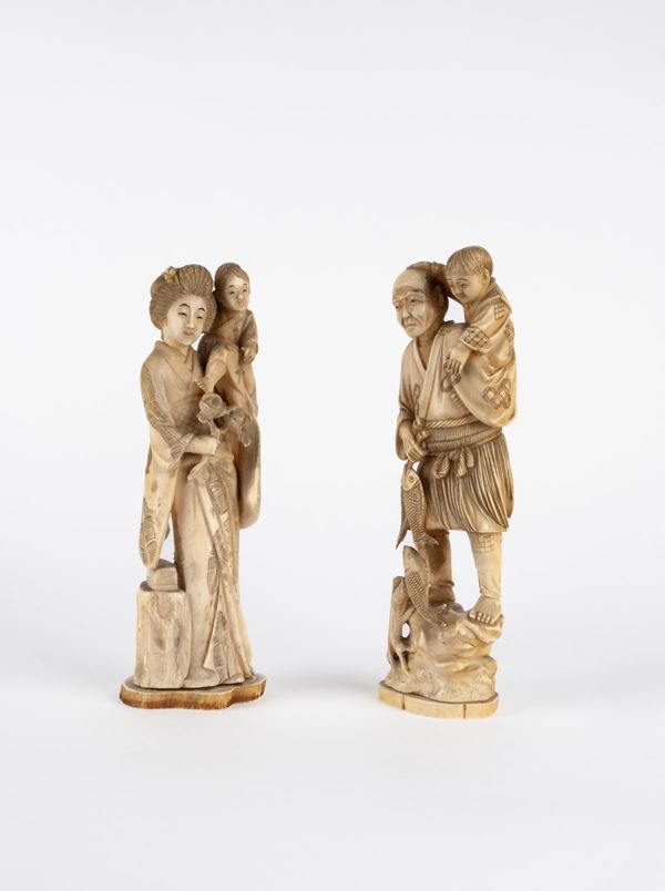 ☼TWO IVORY OKIMONO