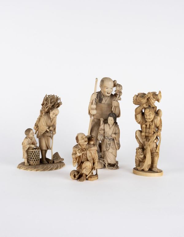 ☼FOUR IVORY OKIMONO