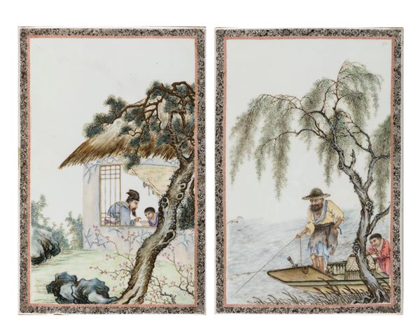 COPPIA DI PLACCHE IN PORCELLANA  (Cina, Repubblica di Cina (1912-1949))  - Asta Fine Asian Art - Marco Polo Auctions - Asian Art Auctions Milano