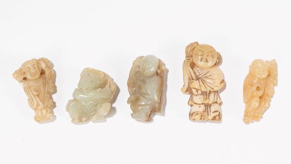 FIVE JADE CARVINGS