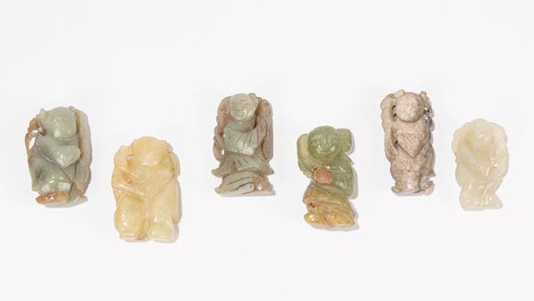 SIX JADE / HARDSTONE CARVINGS
