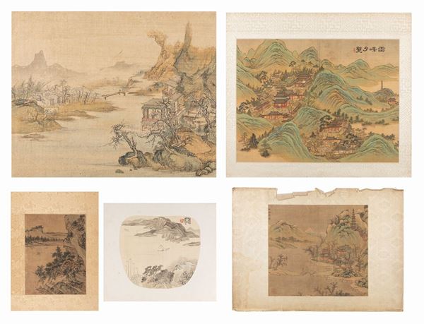 FIVE PAINTINGS ON PAPER