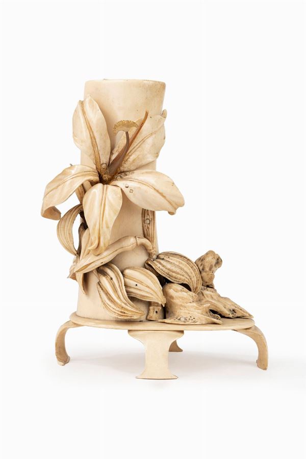 A FINELY DECORATED BONE VASE