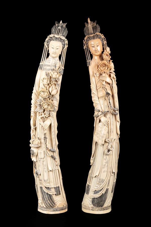 TWO IVORY SCULPTURES