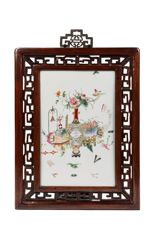 A PORCELAIN PLACQUE