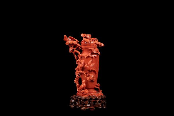 ☼A SMALL RED CORAL CARVING