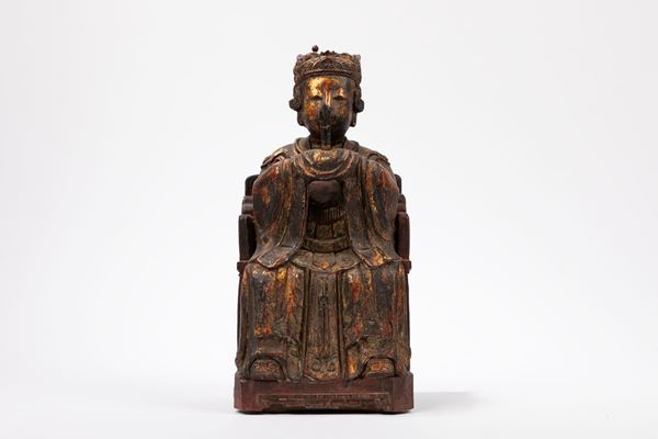 A GLIT-WOOD FIGURE  (China, 17th / 18th century)  - Auction Fine Asian Art - Marcopolo srl - Marcopolo Asian Art Auction Milano