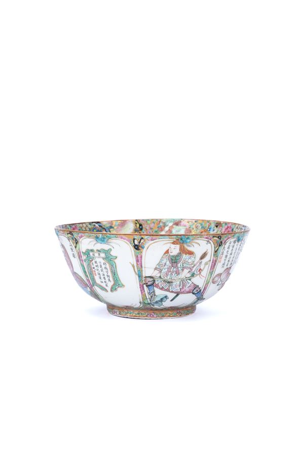 A RARE 'WU SHUANG PU' CANTON PORCELAIN BOWL