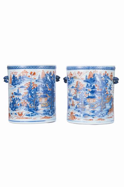 Coppia di Secchielli per Vino in Porcellana Imari
