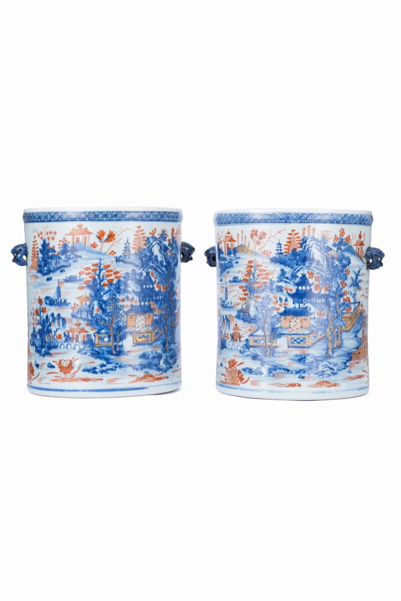 Coppia di Secchielli per Vino in Porcellana Imari