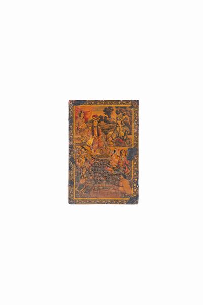 Copertina di Libro Qajar in Papier Mache e Lacca