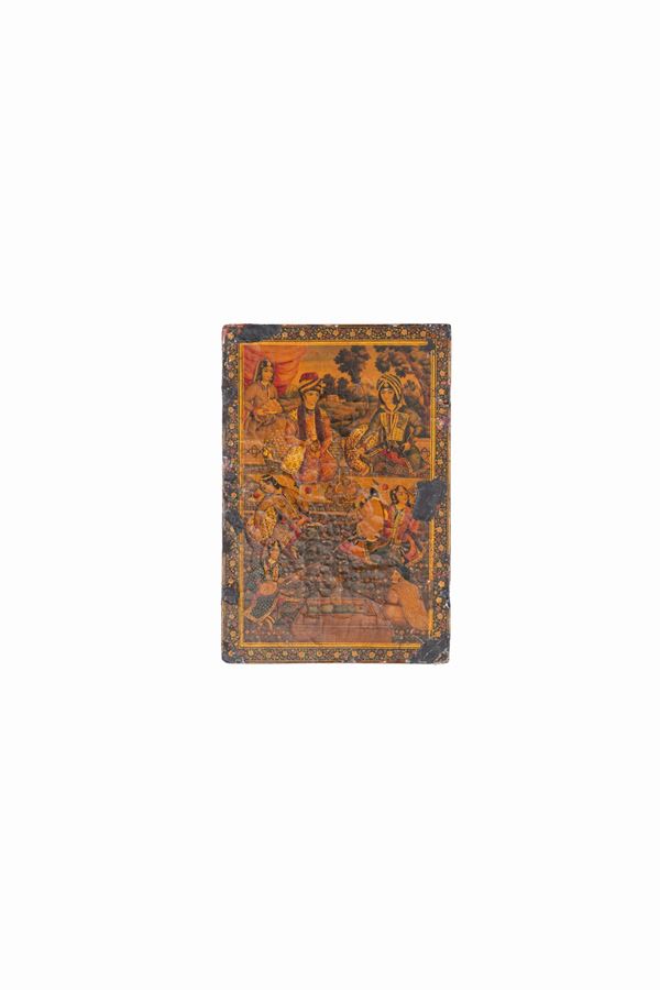 QAJAR BOOK COVER IN LAQUERED PAPIER MACHE