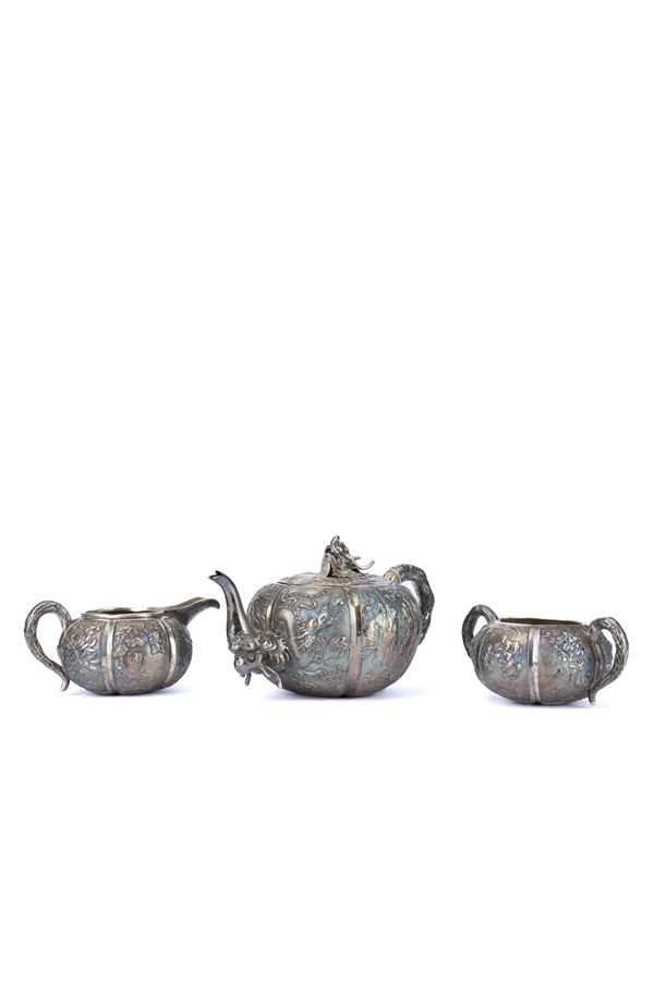 A SILVER TEA-SET