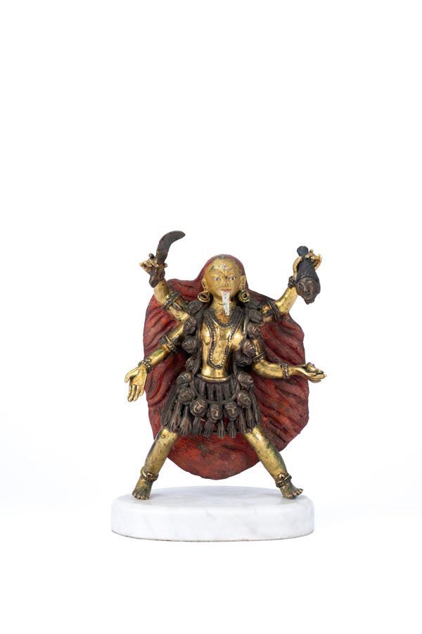 FIGURA DI KALI IN BRONZO DORATO