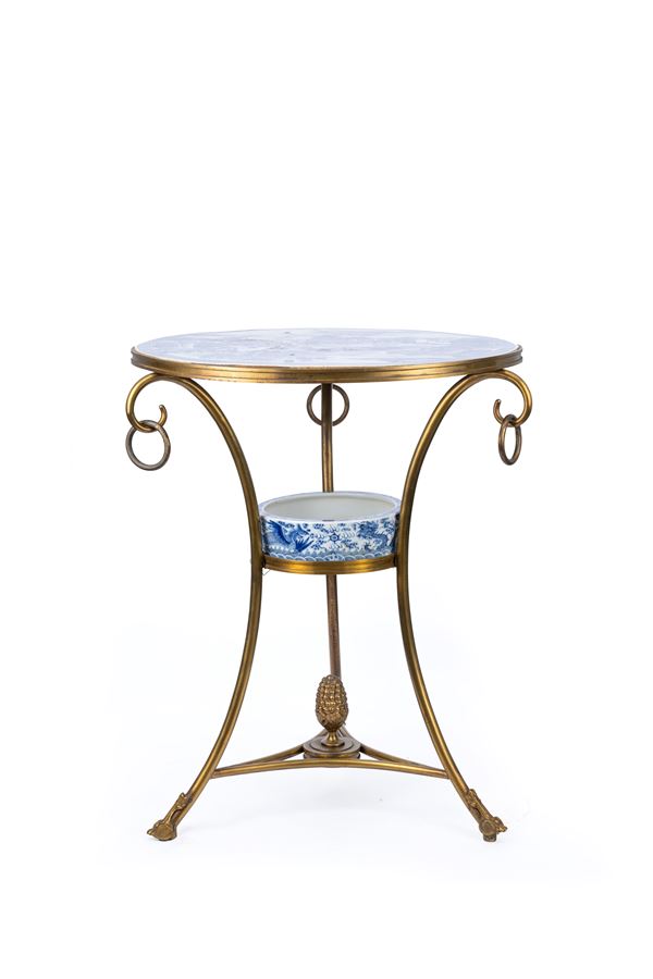 A GILT-BRONZE AND PORCELAIN SMALL TABLE