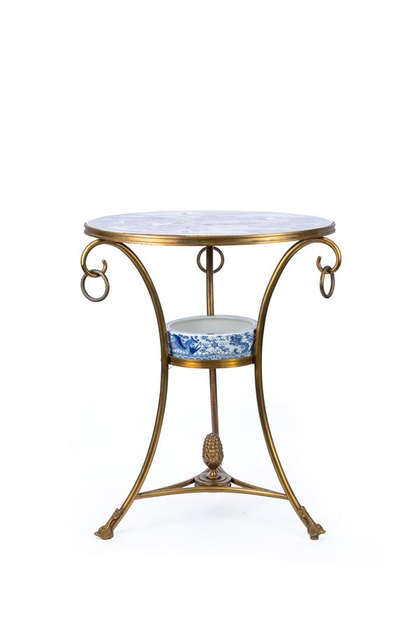A GILT-BRONZE AND PORCELAIN SMALL TABLE