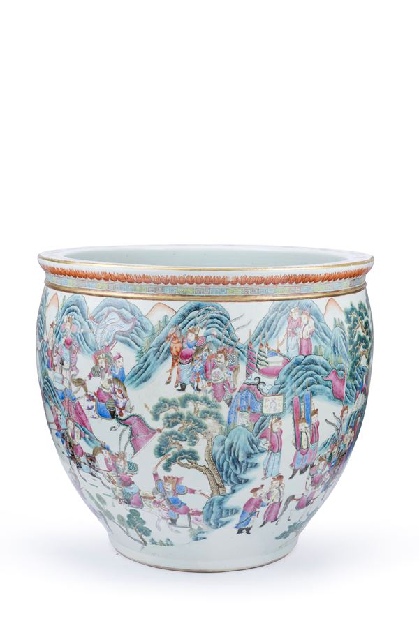 A HUGE FAMILLE ROSE PORCELAIN FISHBOWL