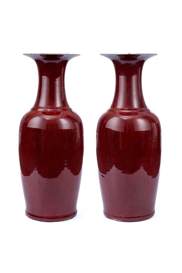 A PAIR OF LARGE SANG-DE-BOEUF VASES