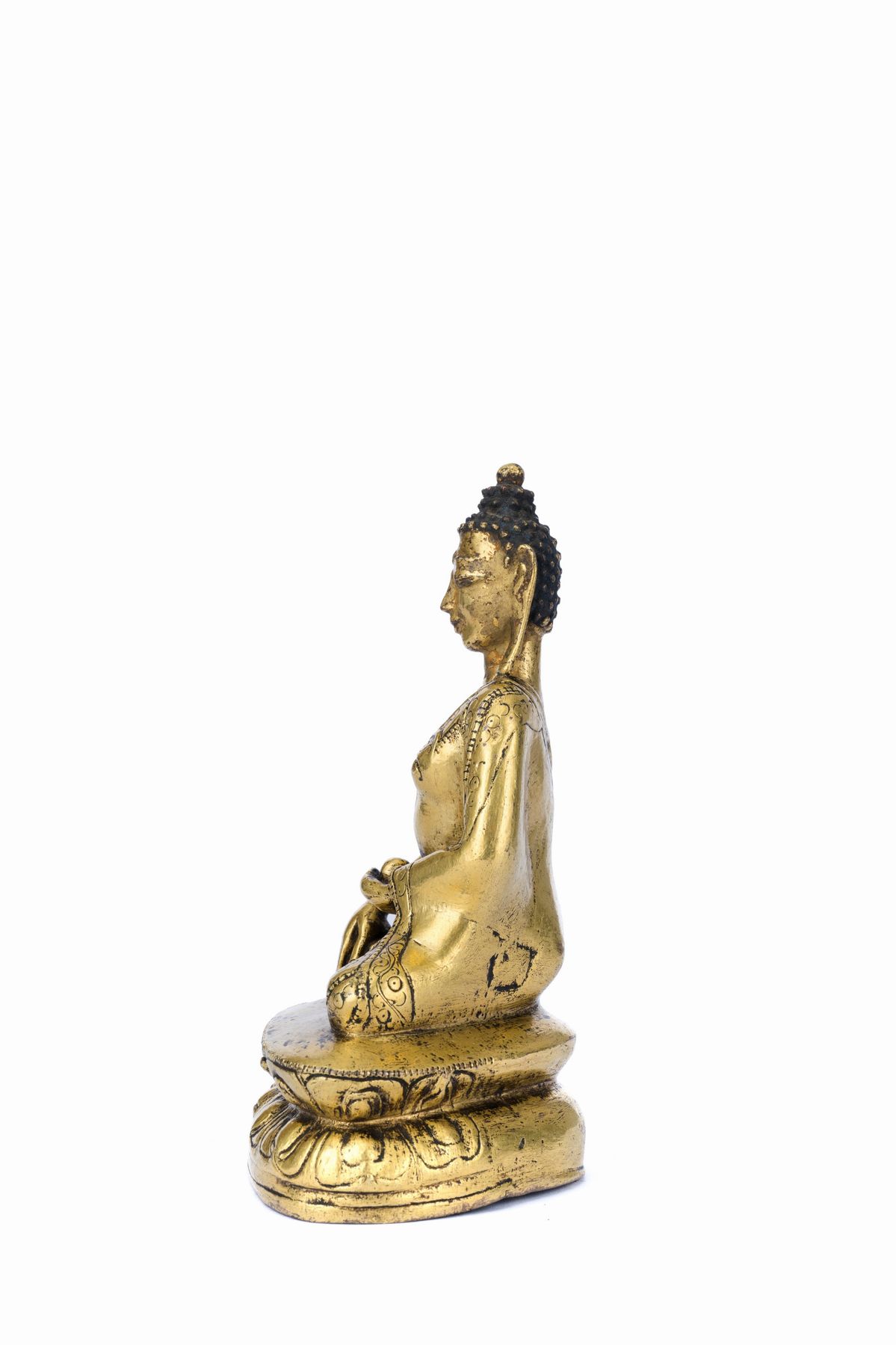FIGURA DI SHAKYAMUNI IN BRONZO DORATO