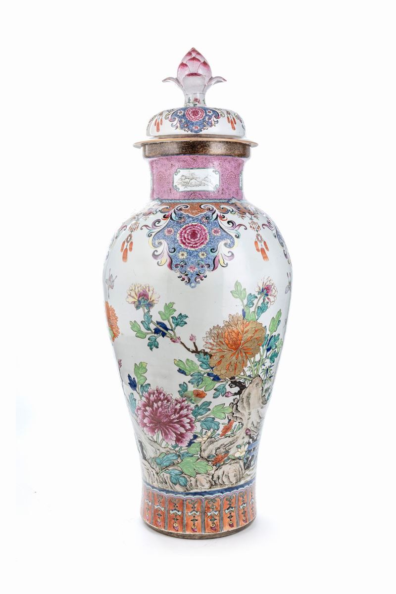 Enorme Vaso in Porcellana Famiglia Rosa