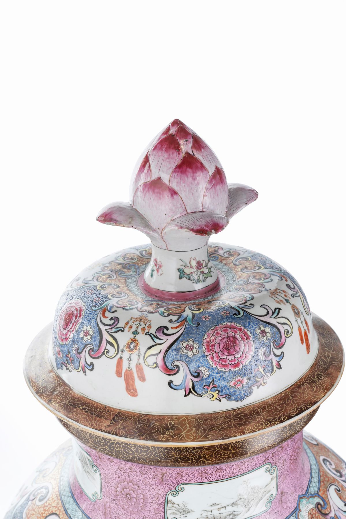 Enorme Vaso in Porcellana Famiglia Rosa