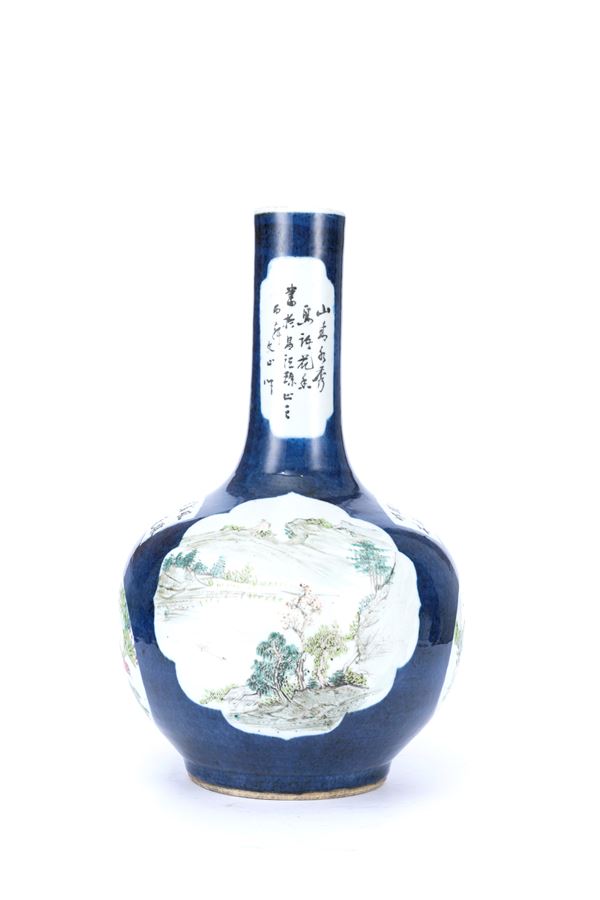 A QIANJIANGCAI PORCELAIN VASE SIGNED BY WENXIN