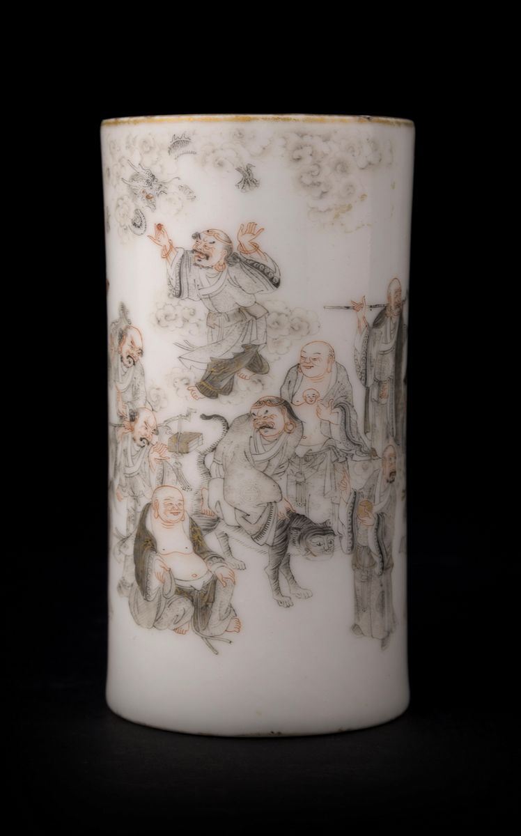 RARO PORTA PENNELLI IN PORCELLANA