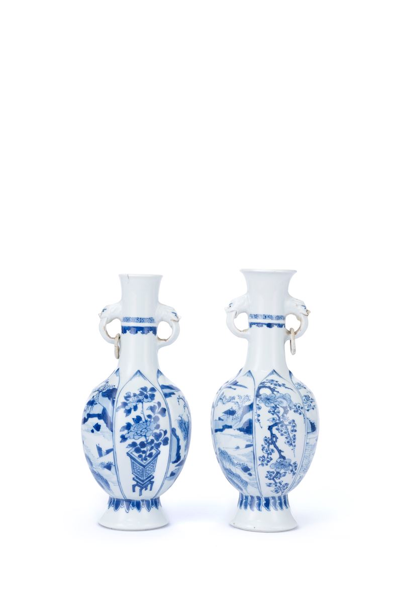 Due Vasi in Porcellana Bianca e Blu