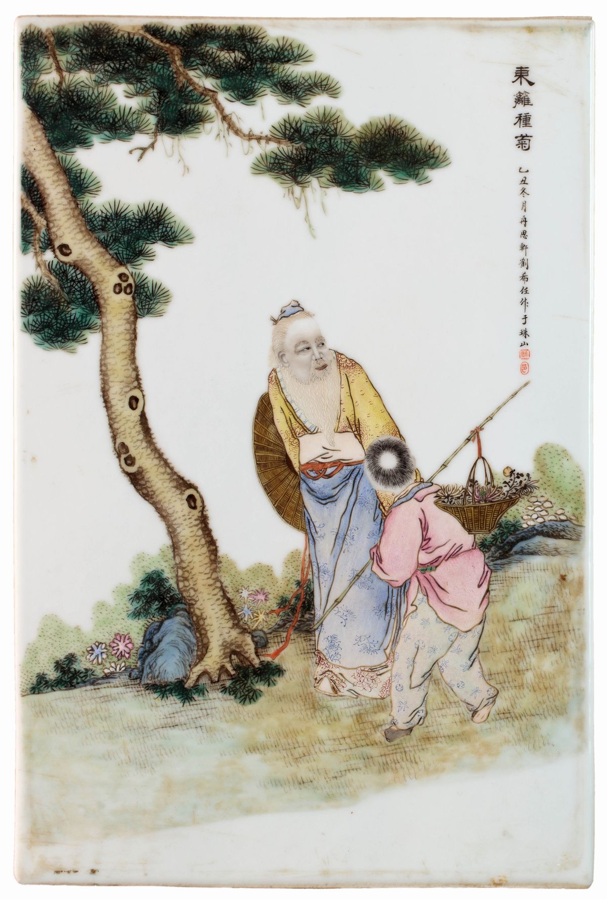 DUE PLACCHE IN PORCELLANA FAMIGLIA ROSA FIRMATE DA LIU XIREN