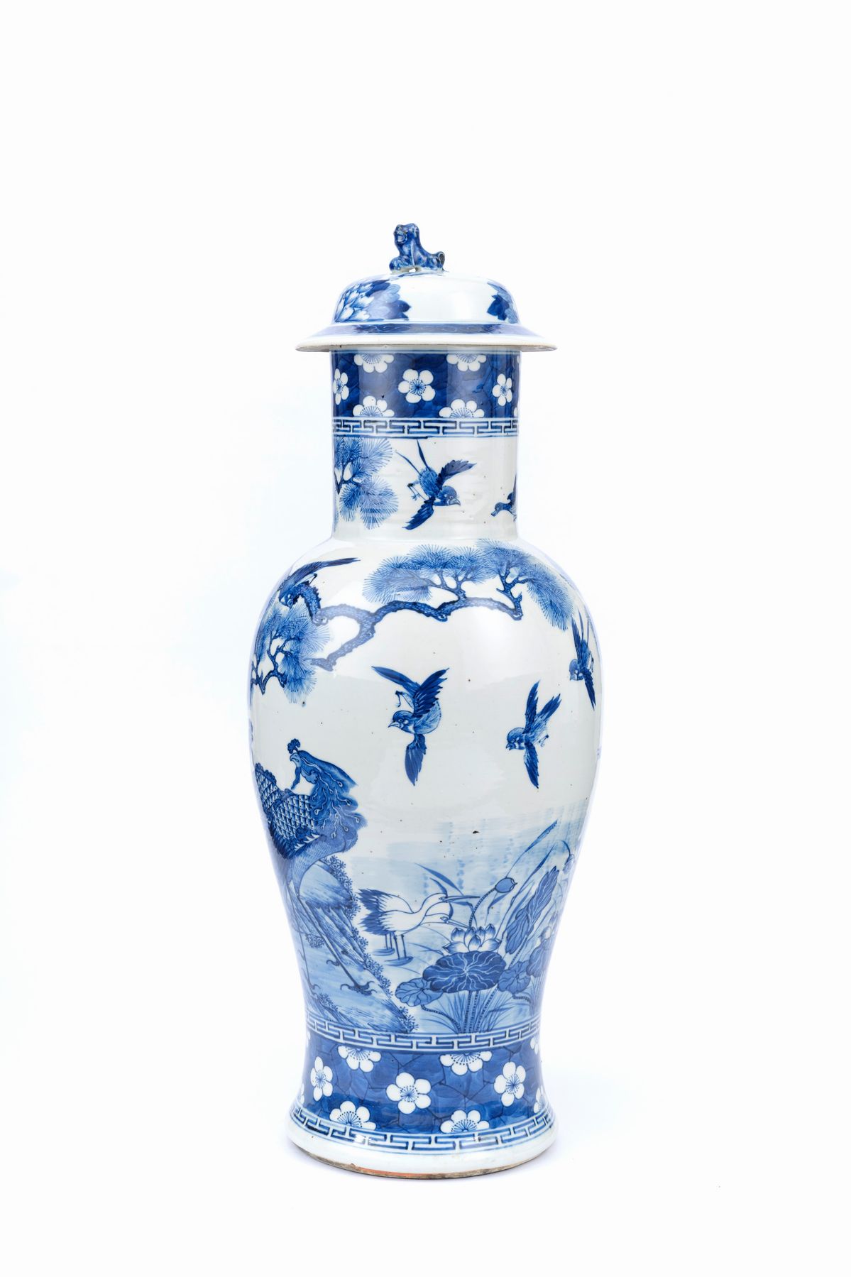 Grande Vaso in Porcellana Bianca e Blu