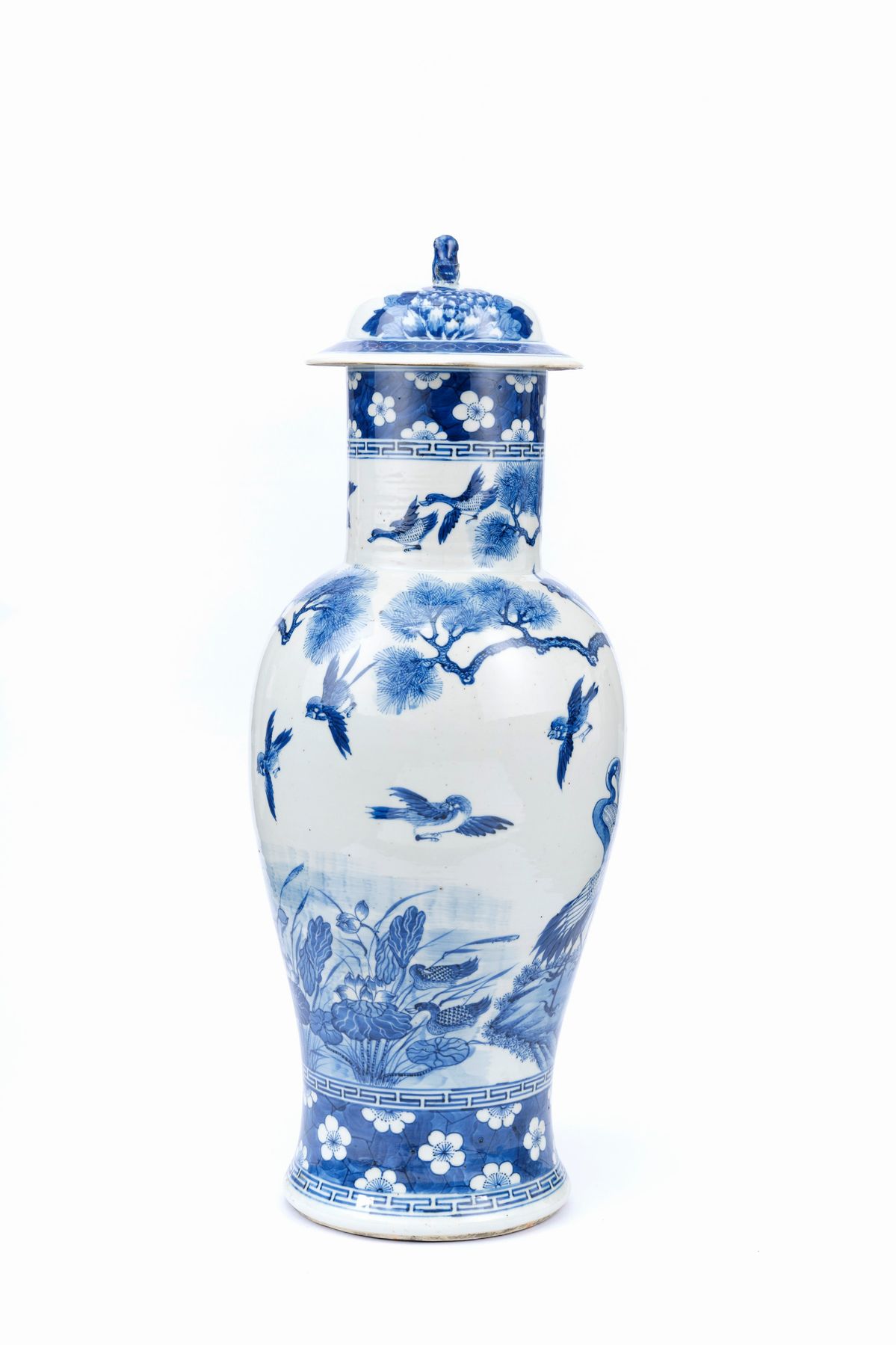 Grande Vaso in Porcellana Bianca e Blu