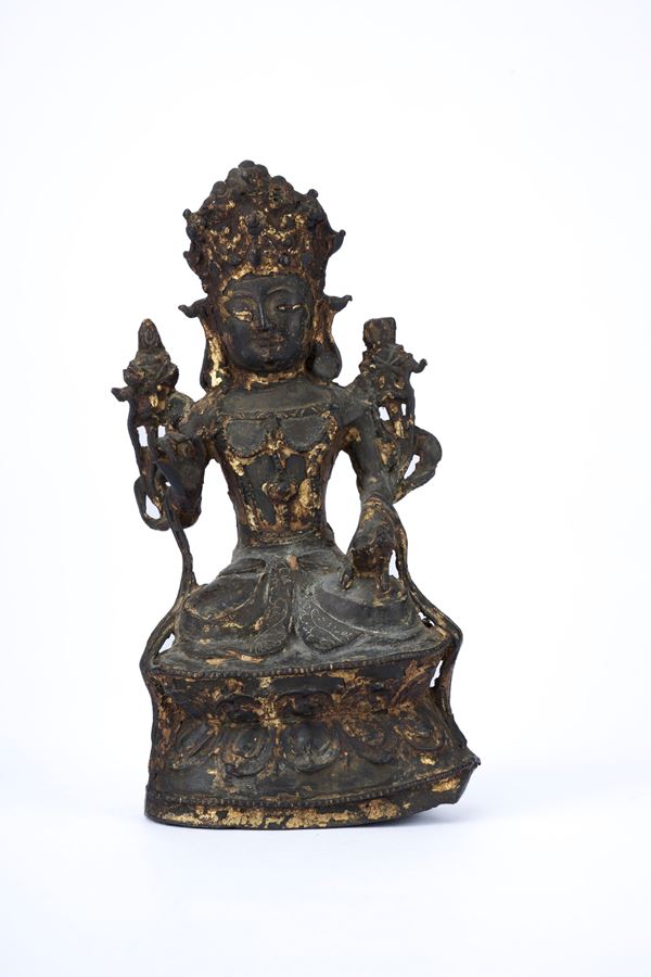 A GILT-BRONZE FIGURE