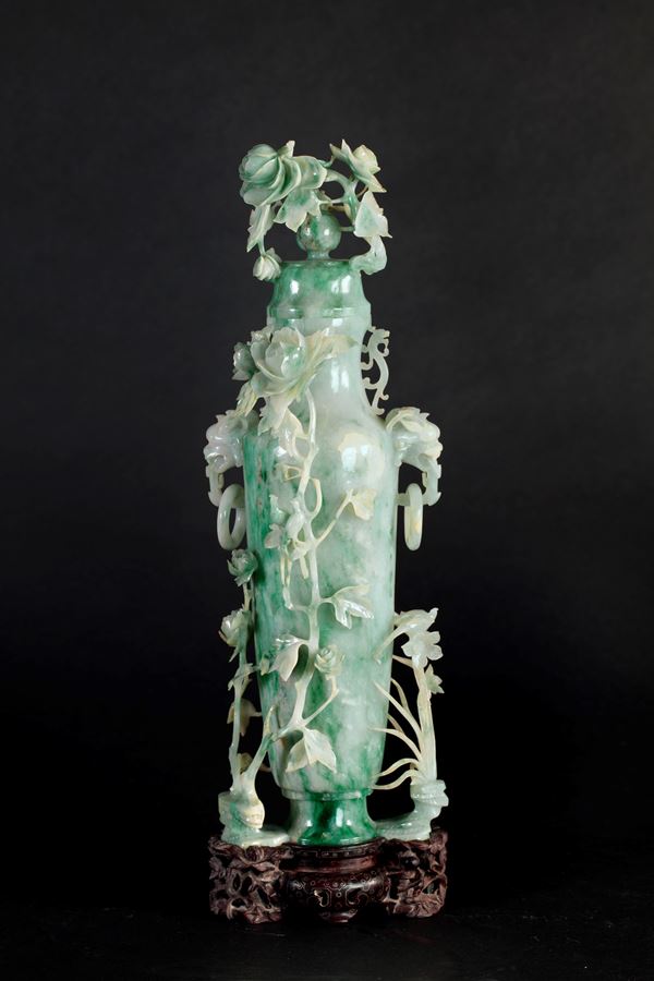 A RARE JADEITE VASE