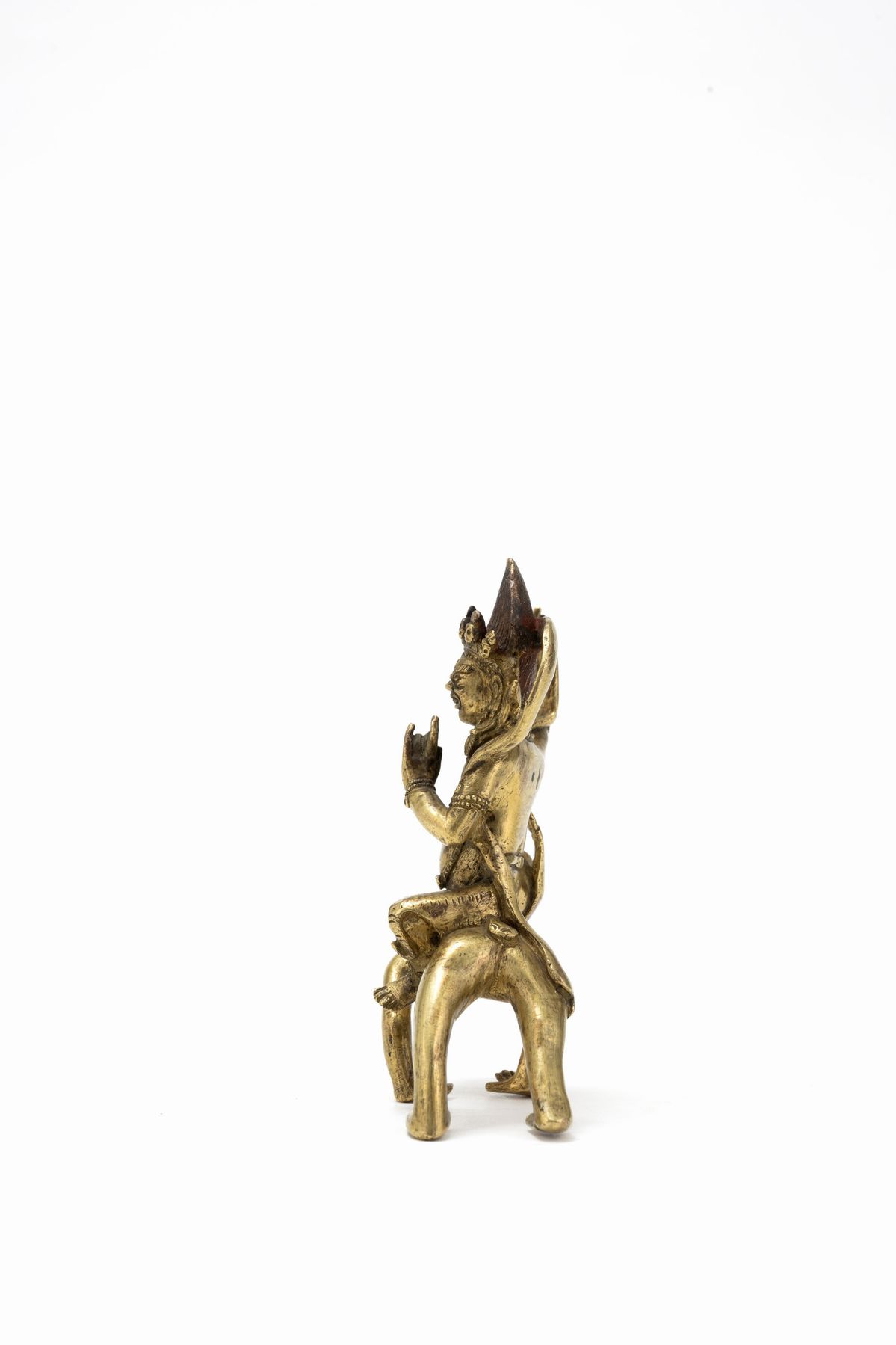 PICCOLA FIGURA DI MAHAKALA IN BRONZO DORATO