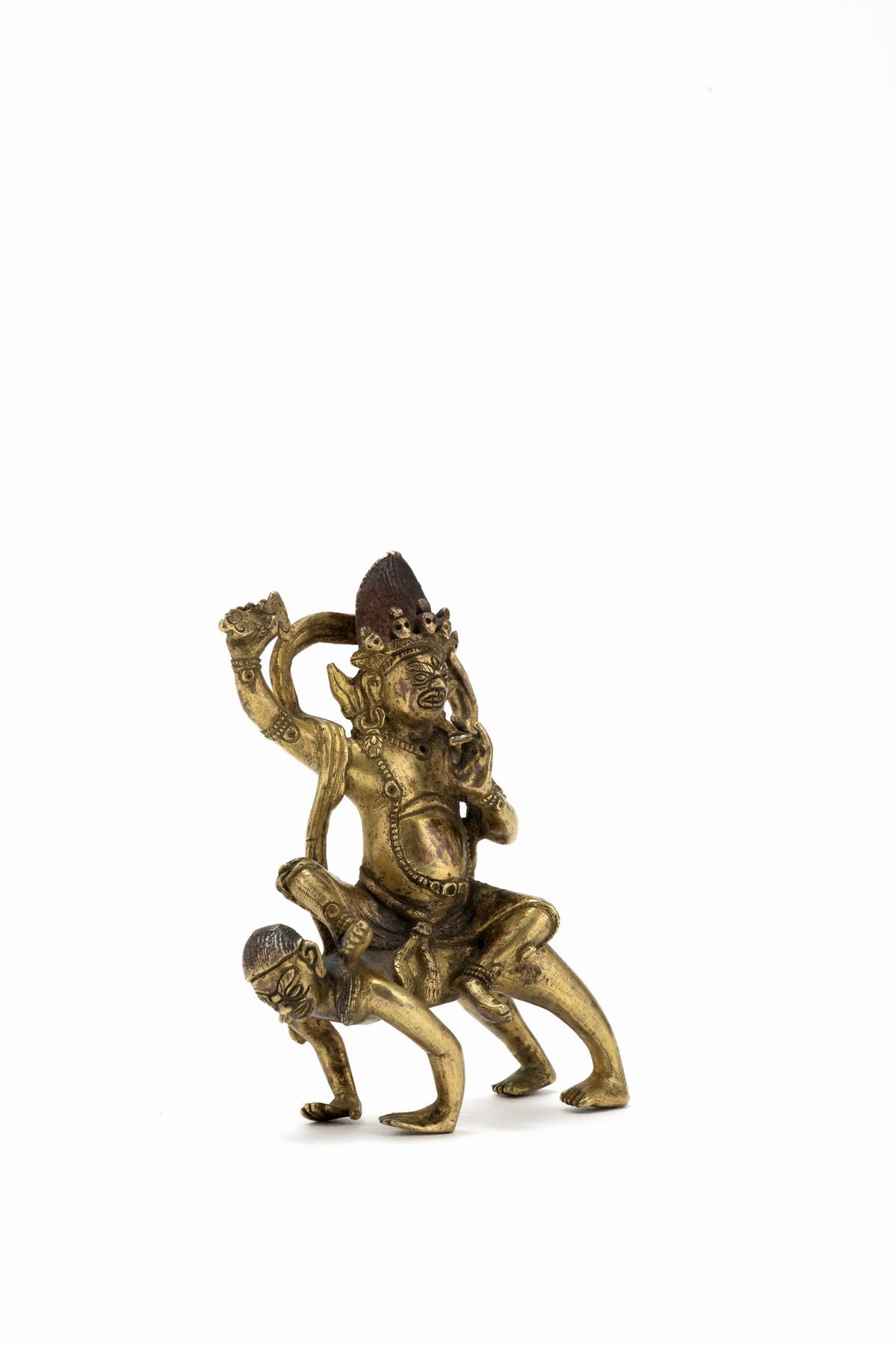 PICCOLA FIGURA DI MAHAKALA IN BRONZO DORATO