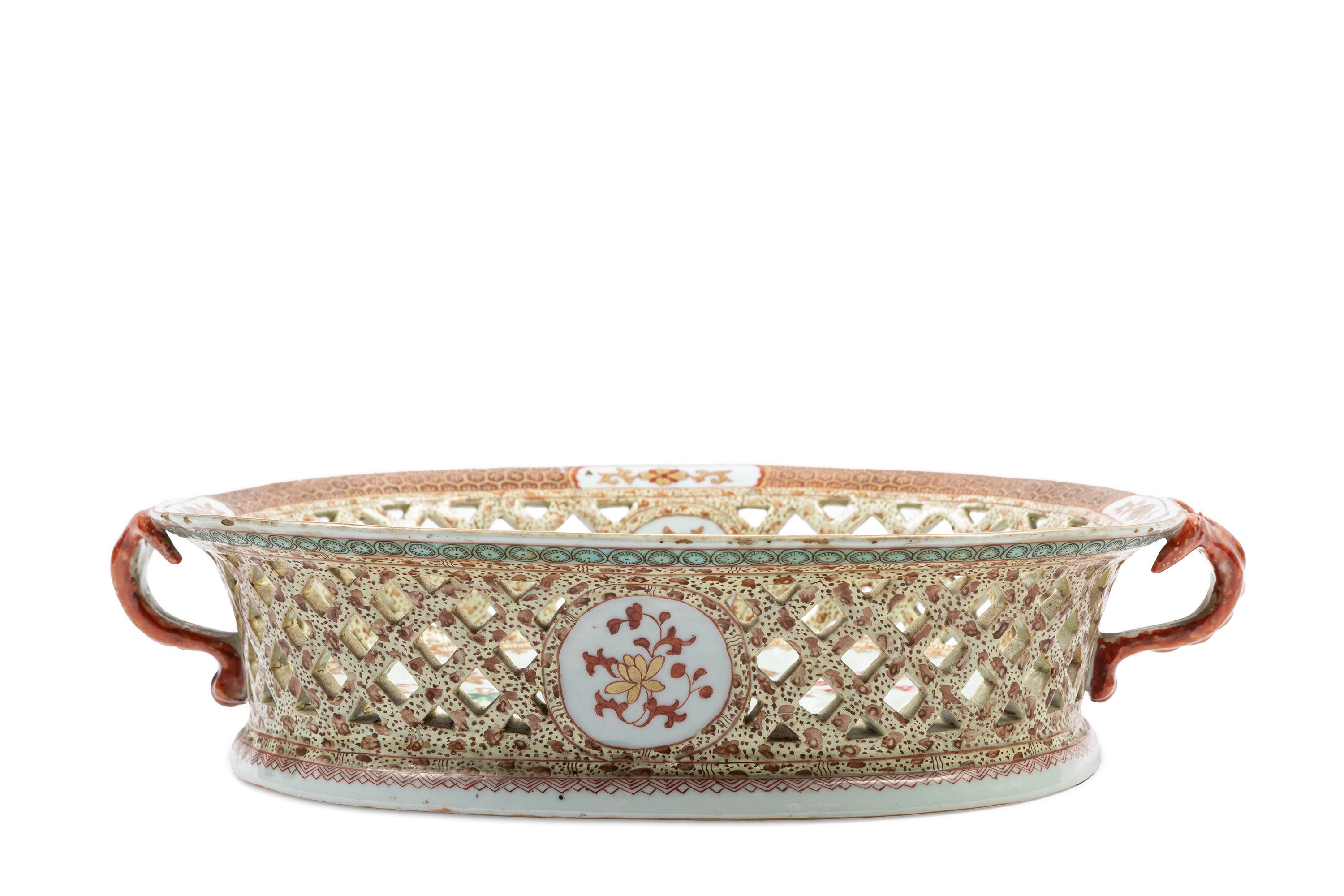 CESTINO IN PORCELLANA FORATA FAMIGLIA ROSA