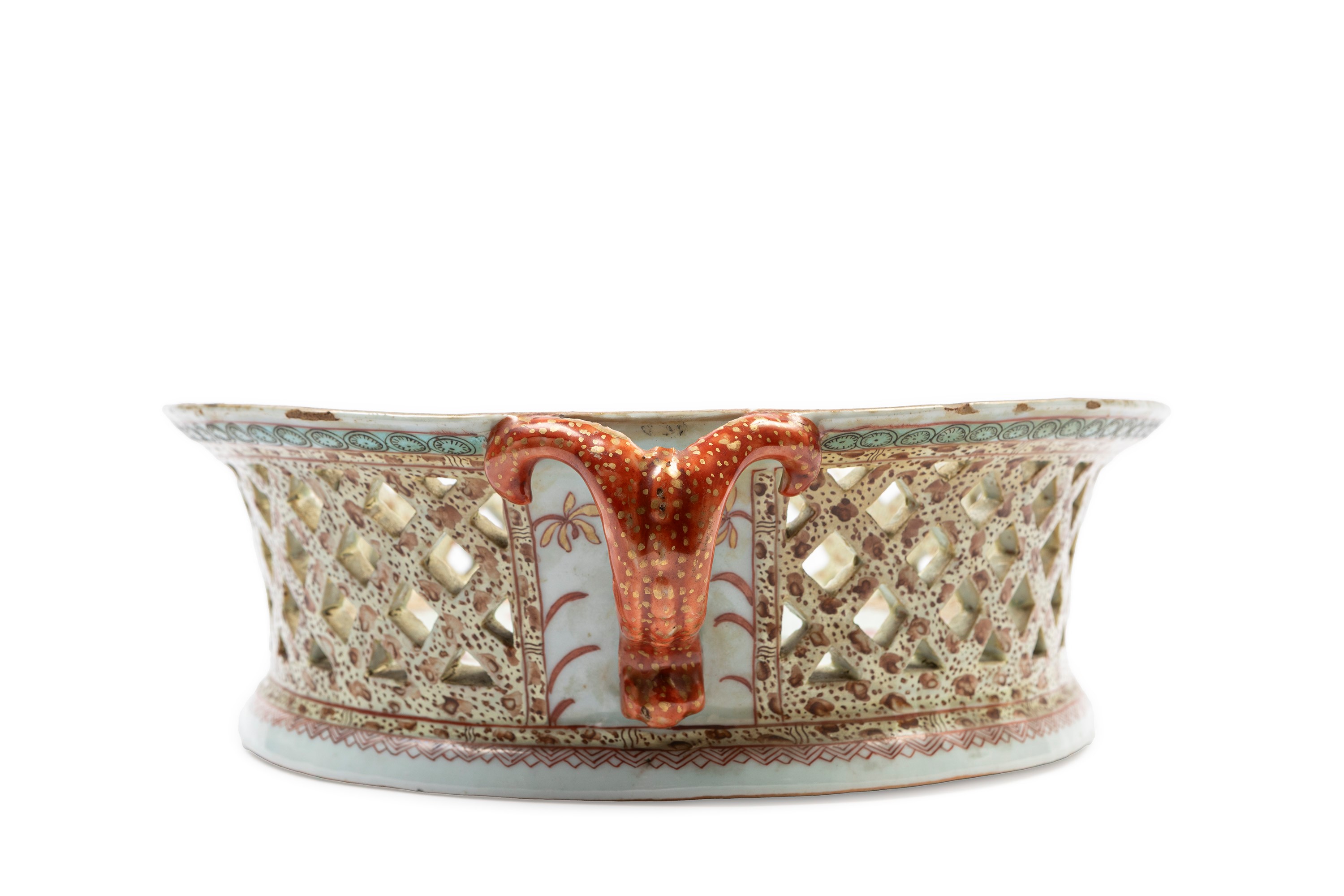 CESTINO IN PORCELLANA FORATA FAMIGLIA ROSA