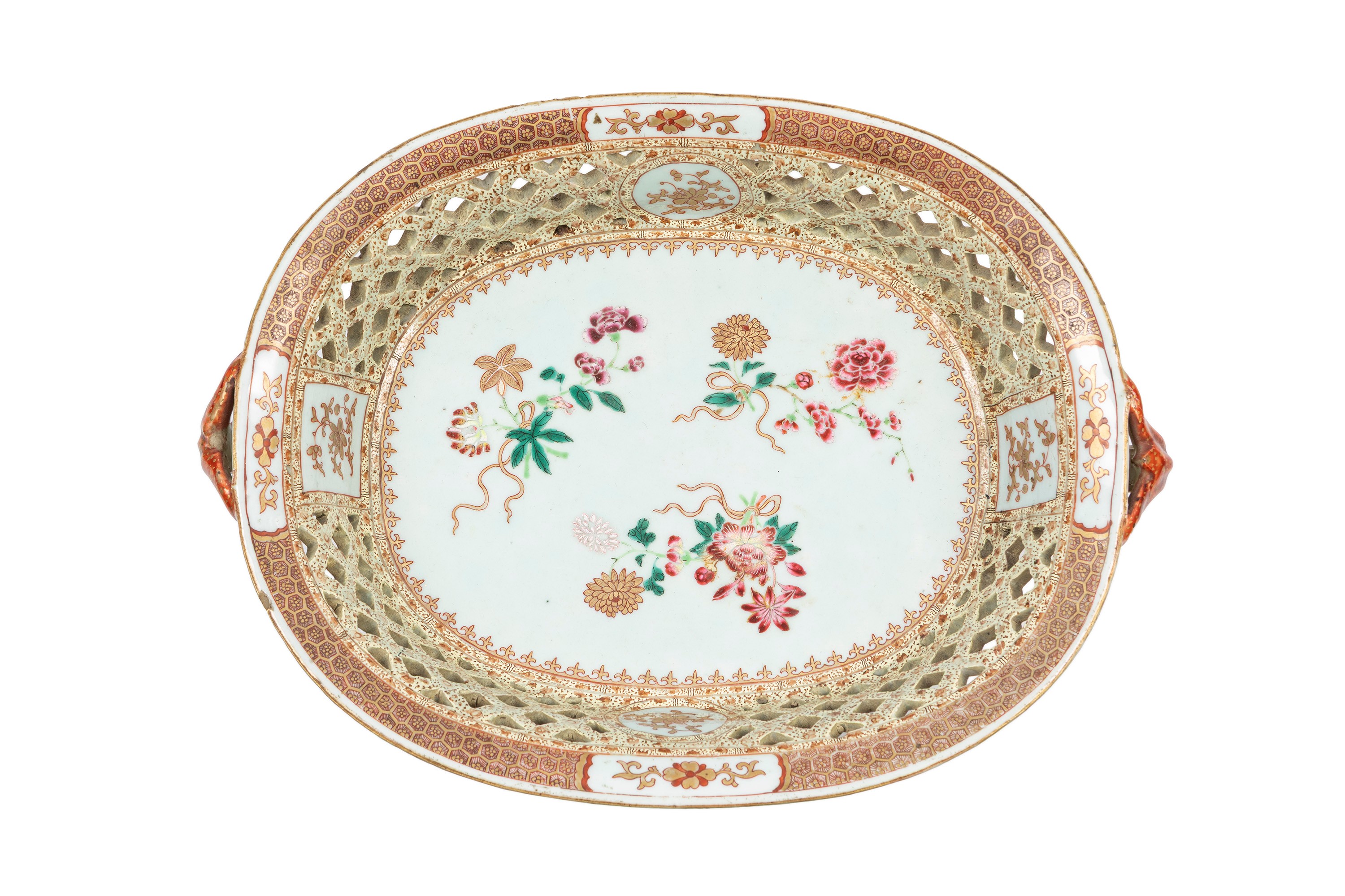 Cestino in Porcellana Forata Famiglia Rosa