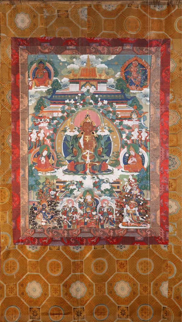 THANGKA RAFFIGURANTE MAITREYA  (Himalaya, XVIII / XIX secolo)  - Asta Fine Asian Art - Marcopolo srl - Marcopolo Asian Art Auction Milano