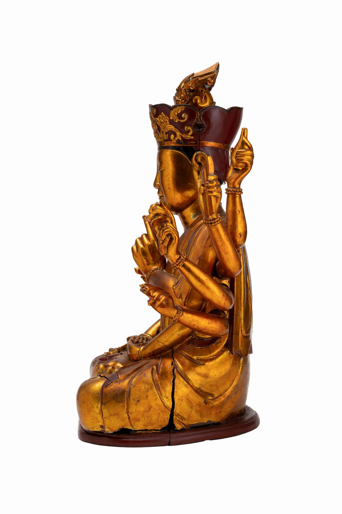 Grande Figura di Quan Am in Legno Laccato