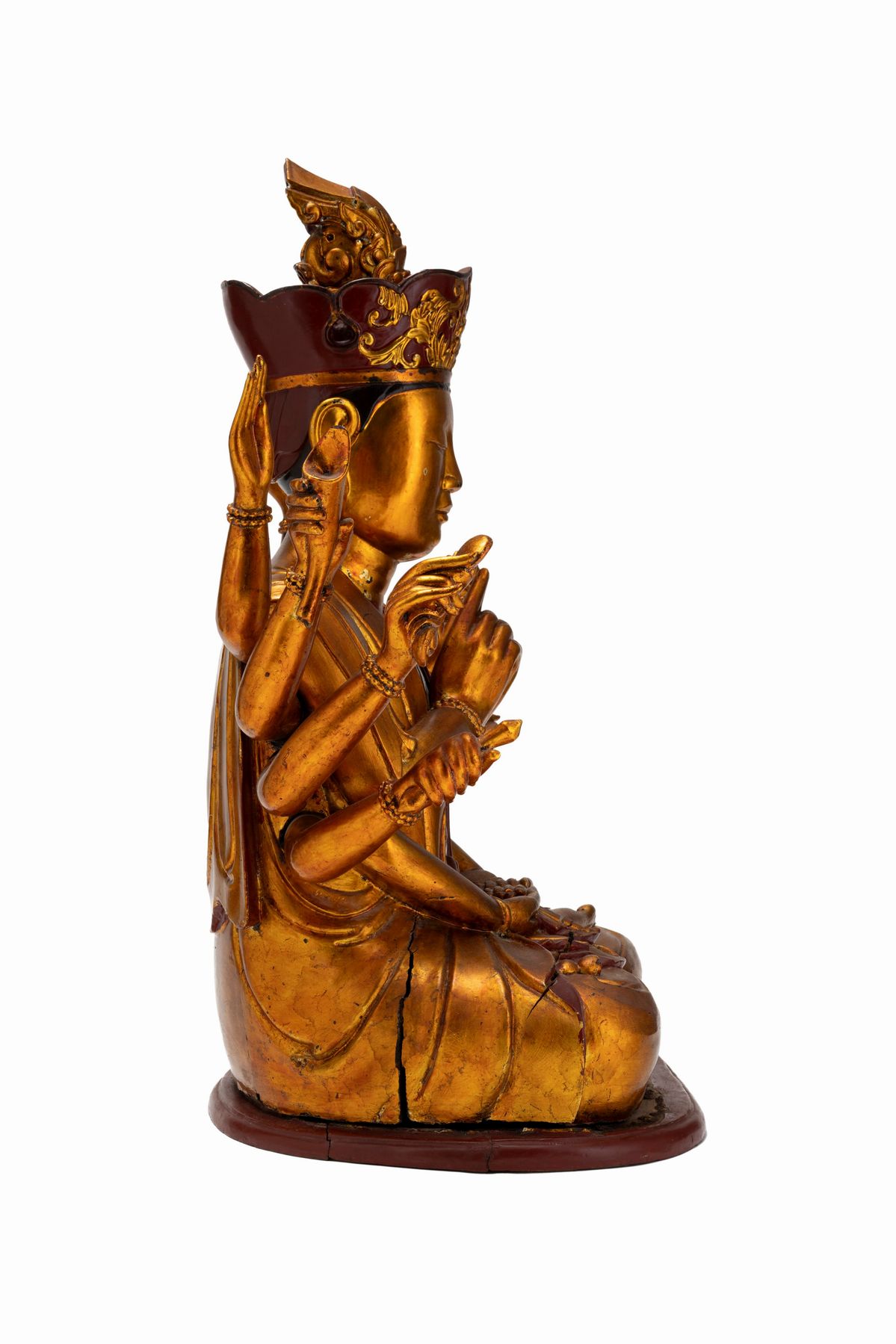 Grande Figura di Quan Am in Legno Laccato