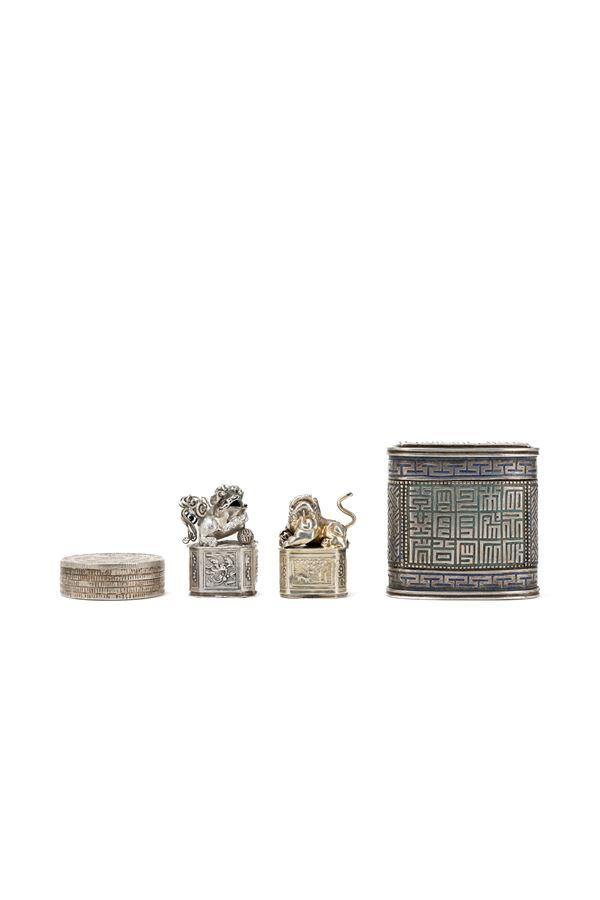 FOUR SMALL SILVER BOXES