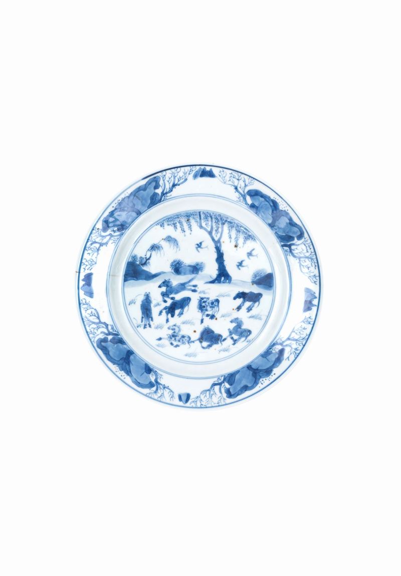 Piatto in Porcellana Bianca e Blu