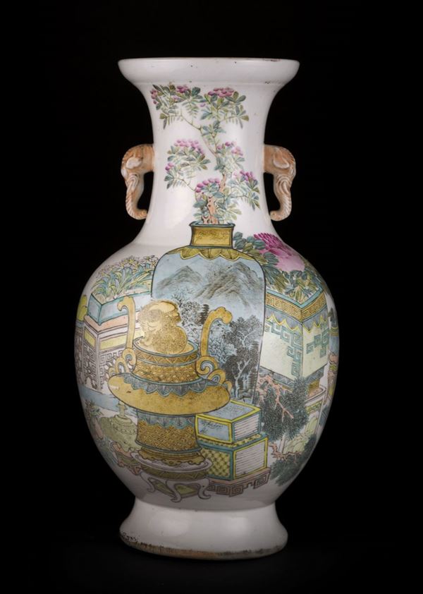 RARO VASO IN PORCELLANA QIANJIANG FIRMATO DA XU PINHENG
